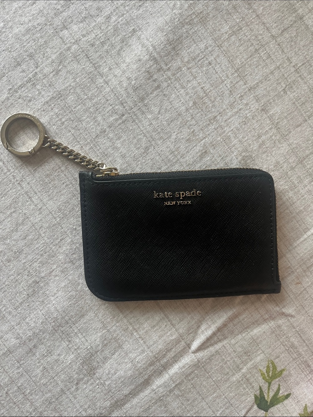 kate spade Black Zip Card Wallet with Key Ring